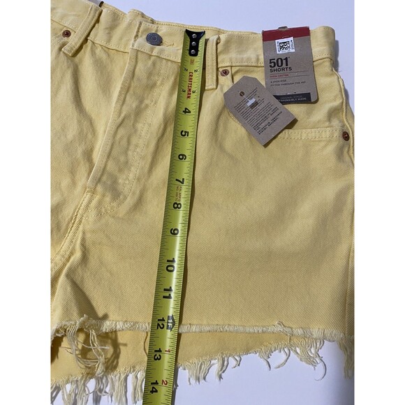 NWT Levi's 501 Womens Shorts 32 High Rise Cut Off Raw Yellow Denim $59 - Picture 8 of 9